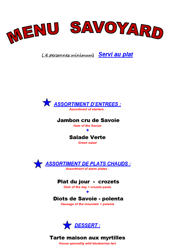 menu savoyard